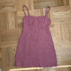 red gingham mini dress